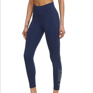 Nike Navy Dri-Fit 7/8 Leggings Glitter Logo